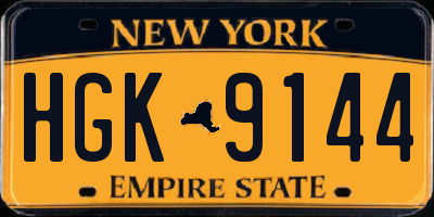 NY license plate HGK9144