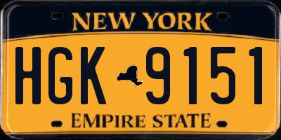 NY license plate HGK9151