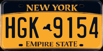 NY license plate HGK9154