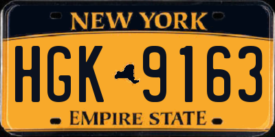 NY license plate HGK9163