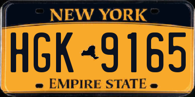 NY license plate HGK9165