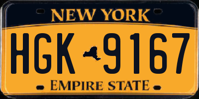 NY license plate HGK9167