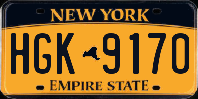 NY license plate HGK9170