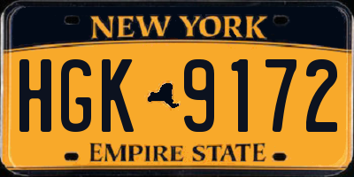 NY license plate HGK9172