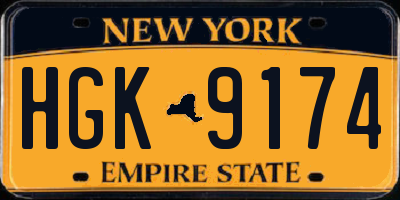 NY license plate HGK9174