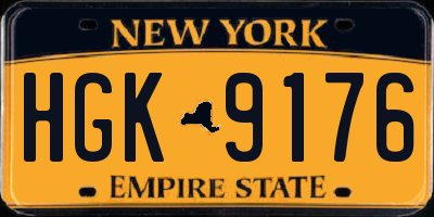 NY license plate HGK9176