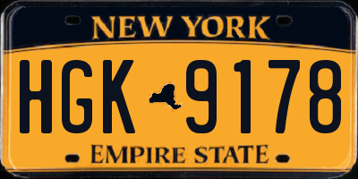 NY license plate HGK9178