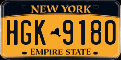 NY license plate HGK9180