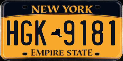 NY license plate HGK9181