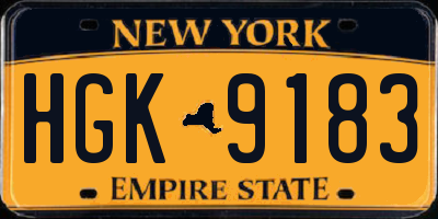 NY license plate HGK9183