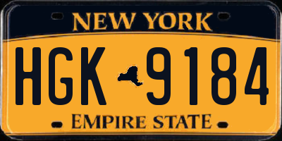 NY license plate HGK9184