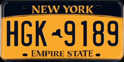 NY license plate HGK9189