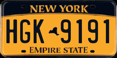 NY license plate HGK9191