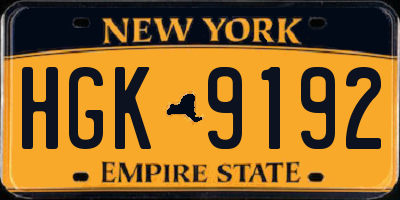 NY license plate HGK9192