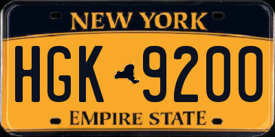 NY license plate HGK9200