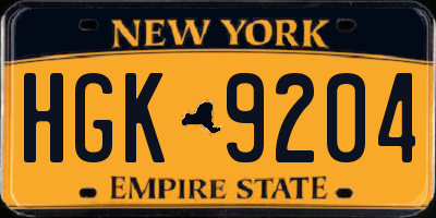 NY license plate HGK9204