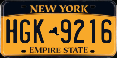 NY license plate HGK9216