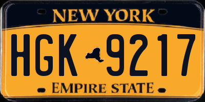 NY license plate HGK9217