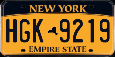 NY license plate HGK9219