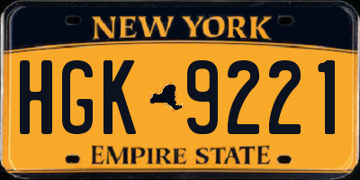 NY license plate HGK9221