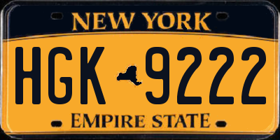 NY license plate HGK9222