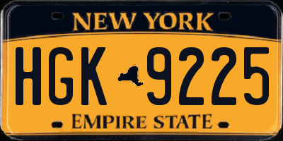 NY license plate HGK9225