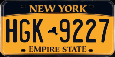 NY license plate HGK9227