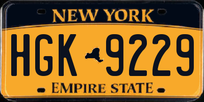 NY license plate HGK9229