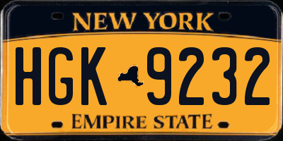 NY license plate HGK9232