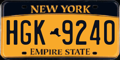 NY license plate HGK9240