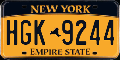 NY license plate HGK9244