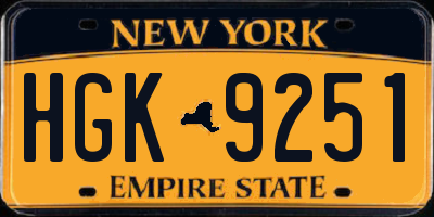 NY license plate HGK9251