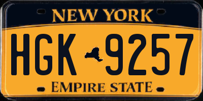 NY license plate HGK9257