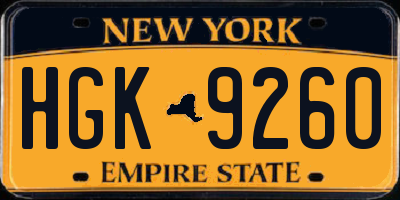 NY license plate HGK9260