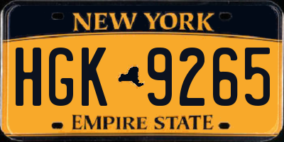 NY license plate HGK9265