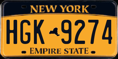 NY license plate HGK9274