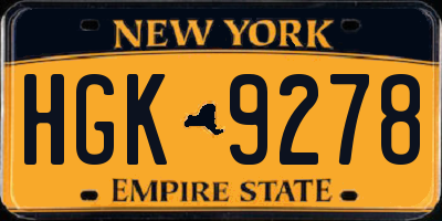 NY license plate HGK9278