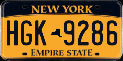 NY license plate HGK9286