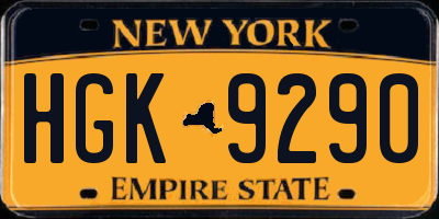 NY license plate HGK9290