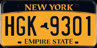 NY license plate HGK9301