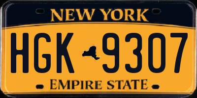 NY license plate HGK9307