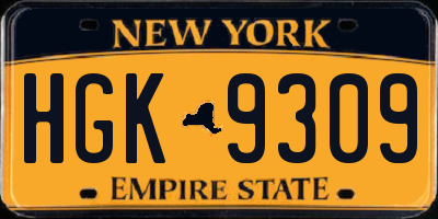 NY license plate HGK9309