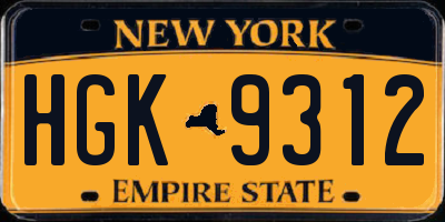 NY license plate HGK9312