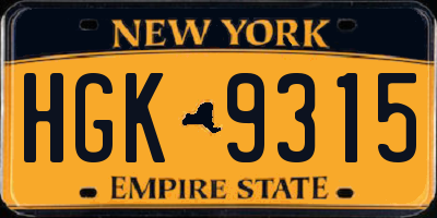 NY license plate HGK9315