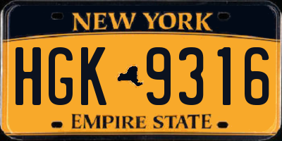 NY license plate HGK9316