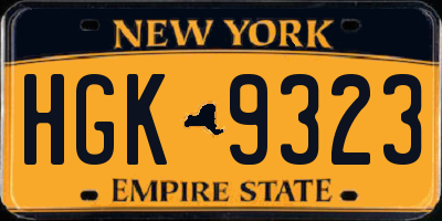 NY license plate HGK9323
