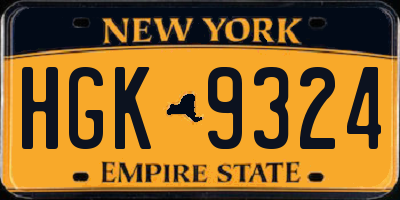 NY license plate HGK9324