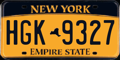 NY license plate HGK9327