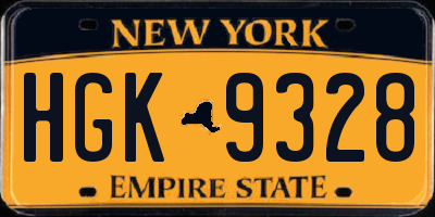 NY license plate HGK9328