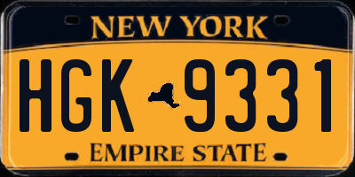 NY license plate HGK9331